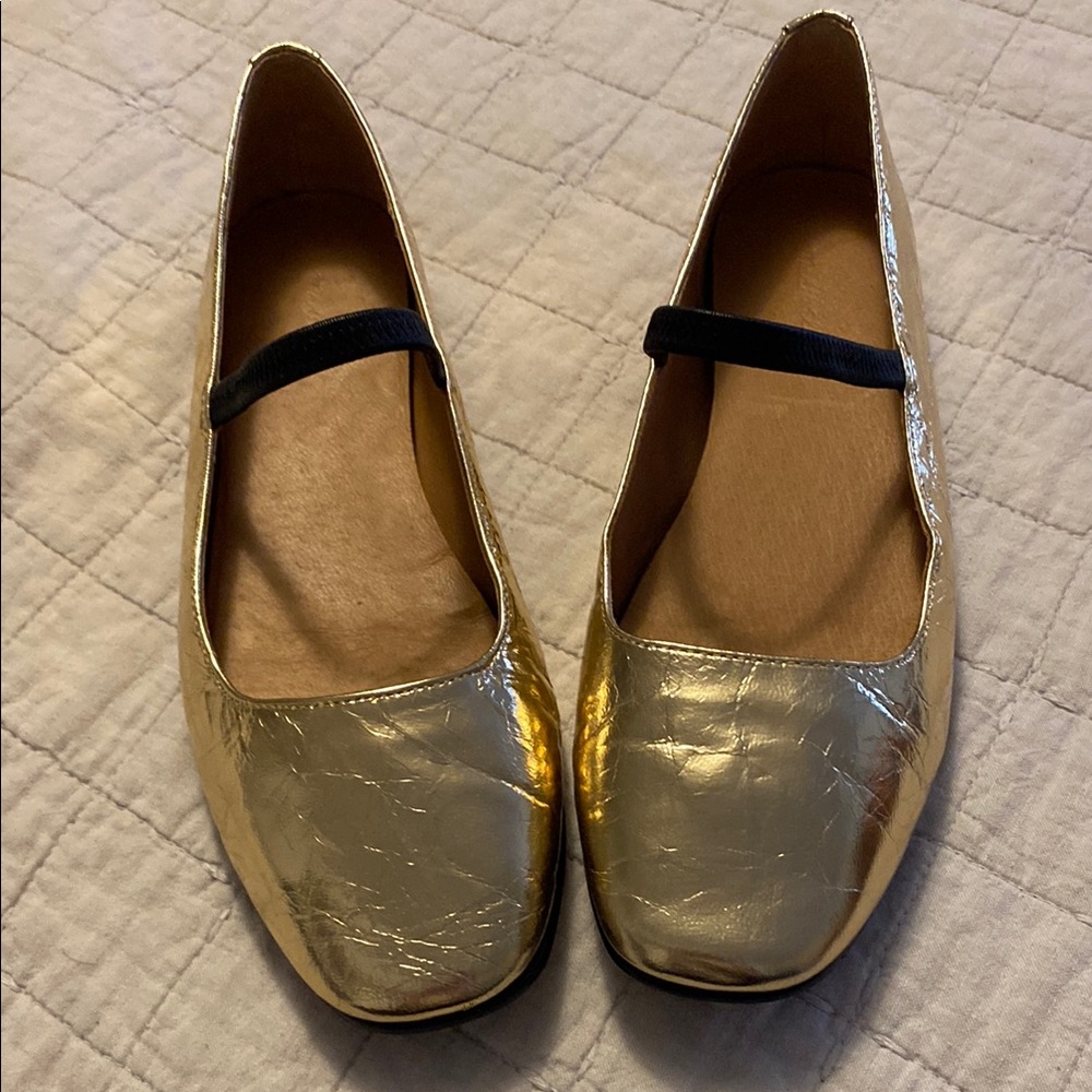 Madewell Greta ballet flat metallic gold